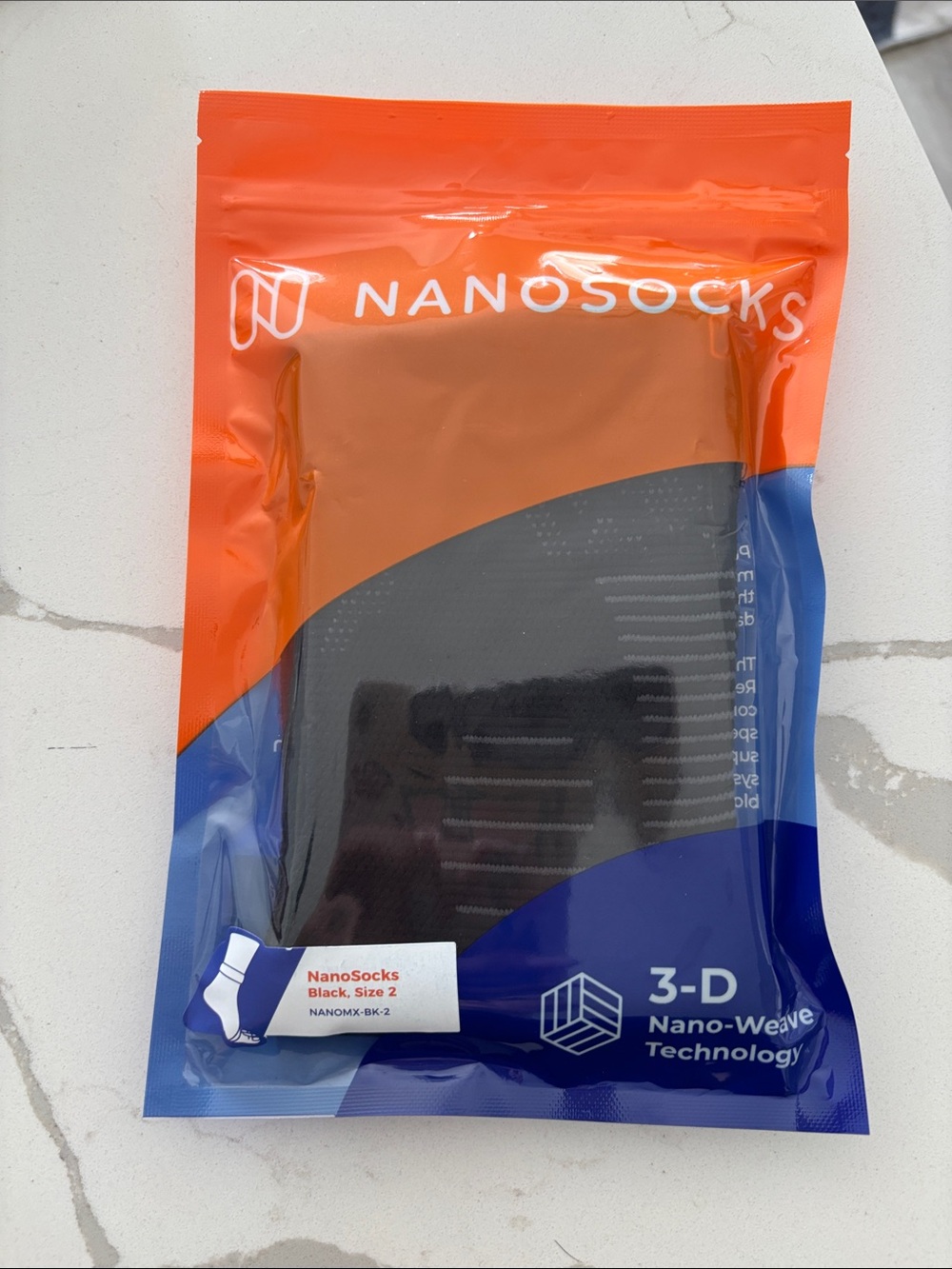 Unisex  3-D Nano-Weave Black Socks